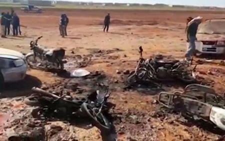 Hiện trường vụ tấn công đẫm máu ở Al-Bab, Syria.